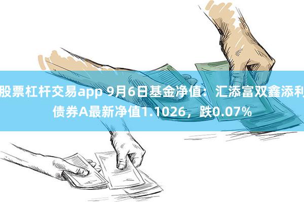 股票杠杆交易app 9月6日基金净值：汇添富双鑫添利债券A最新净值1.1026，跌0.07%