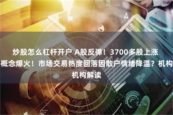 炒股怎么杠杆开户 A股反弹！3700多股上涨 这个概念爆火！市场交易热度回落因散户情绪降温？机构解读